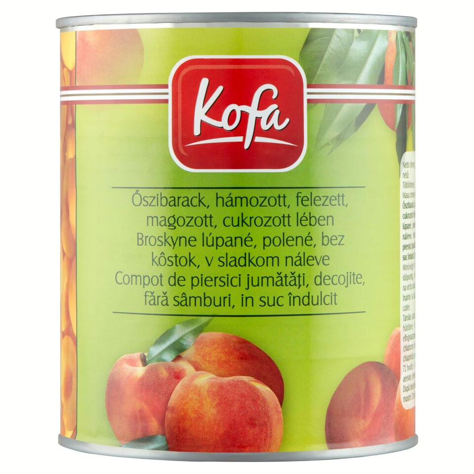 Kofa Őszibarack felezett, magozott 820g