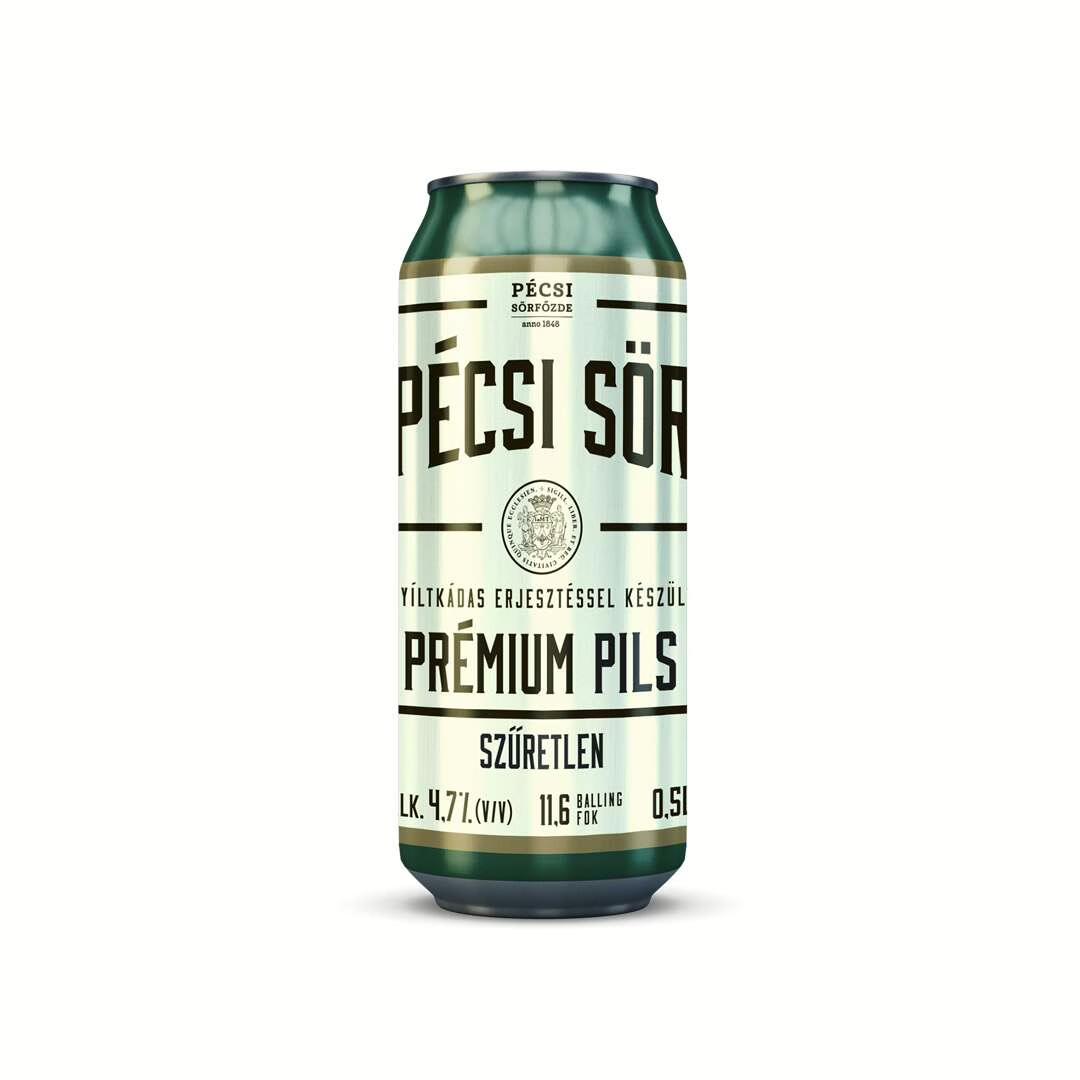 Pécsi Prémium Pils szűretlen 0.5l doboz
